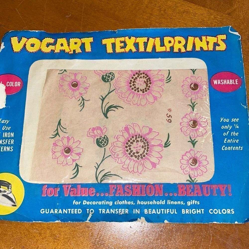 Vtg 50s Vogart Textilprints floral motif hot iron transfers‎